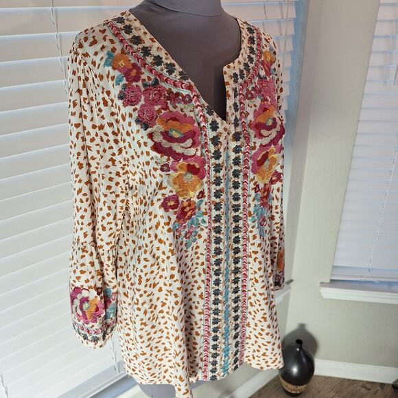 Savanna Jane Size L Long Bell Sleeved Pullover Boho Blouse - Picture 11 of 13